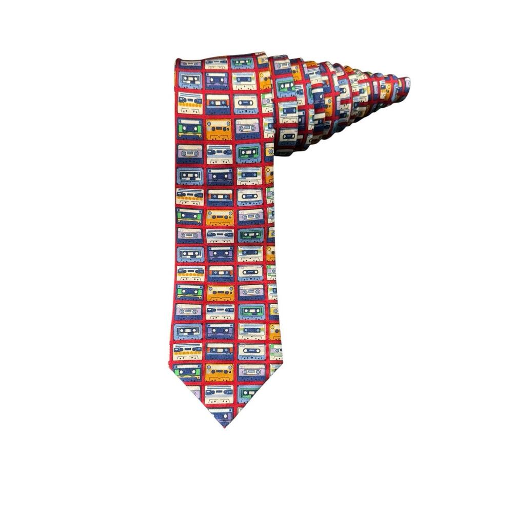 Cotton Doux Cassette Tapes Novelty Necktie 100% Silk